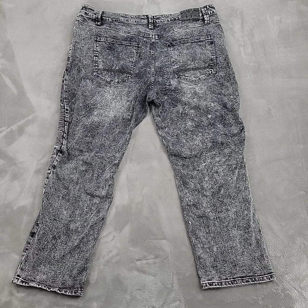 Smoke & Ash Mens Moto Jeans Measures Size 42x28 Gray Reinforced Straight Stretch